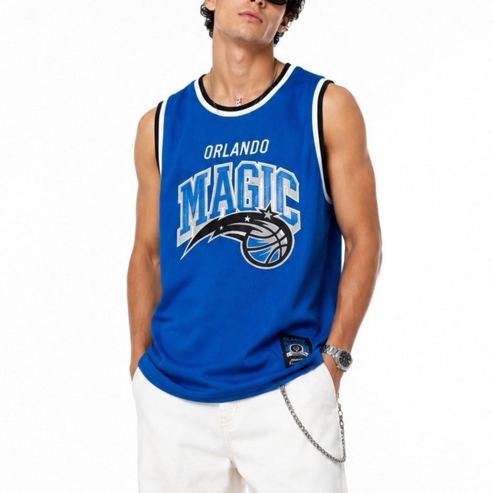 NBA Orlando Magic Basketball Jersey Mens XL Royal Blue Embroidered Mesh Tank Top